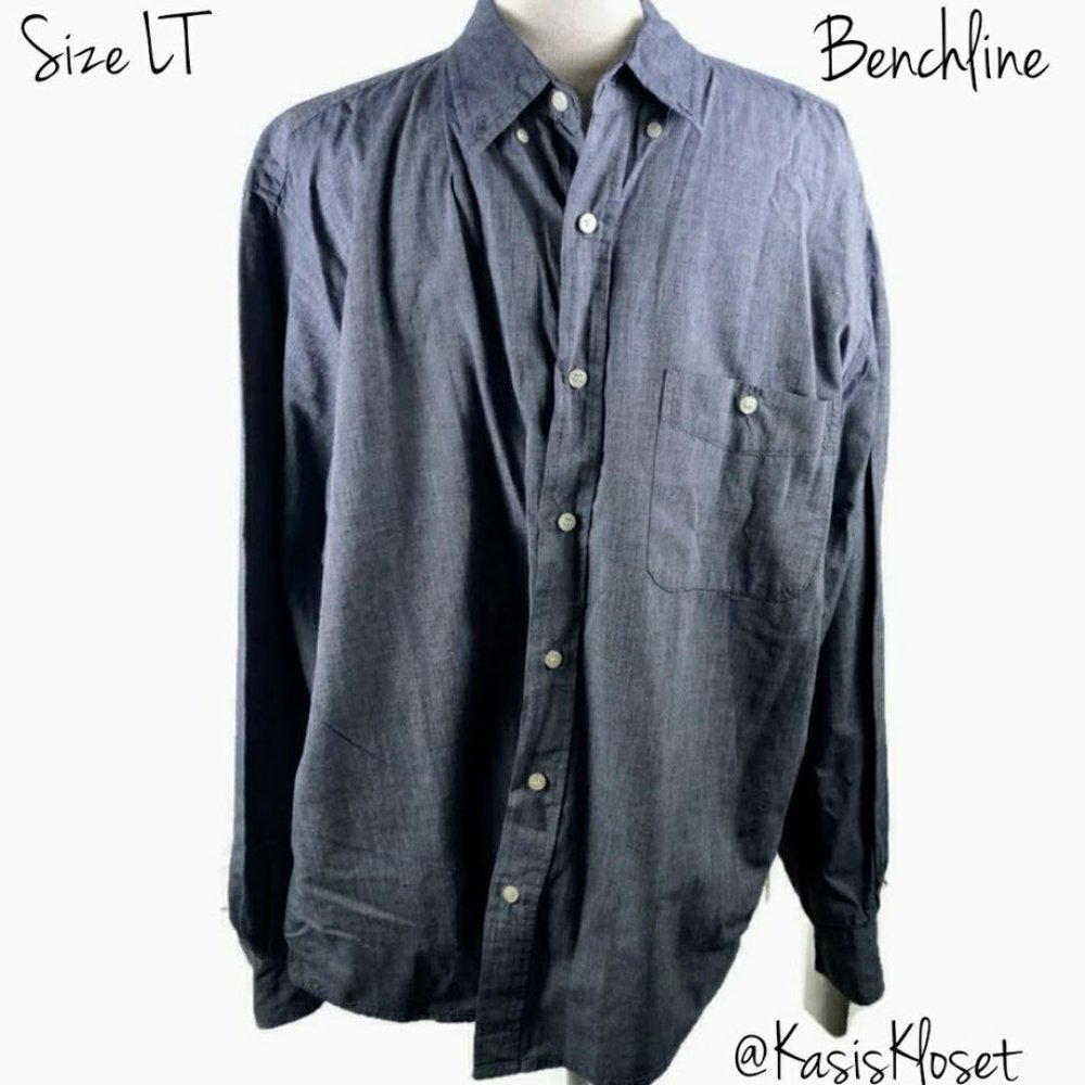 Benchline Dress Shirt Large Tall Blue Long Sleeve